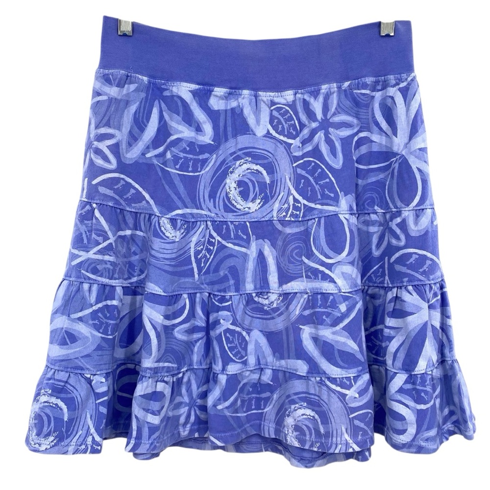 Fresh Produce Floral Tropical Cotton Tiered Mini Skirt Size Large